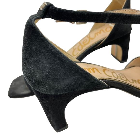 Sam Edelman Holmes Leather Black Suede Ankle Strap High Heels Shoes Party sz 7 - Picture 15 of 16